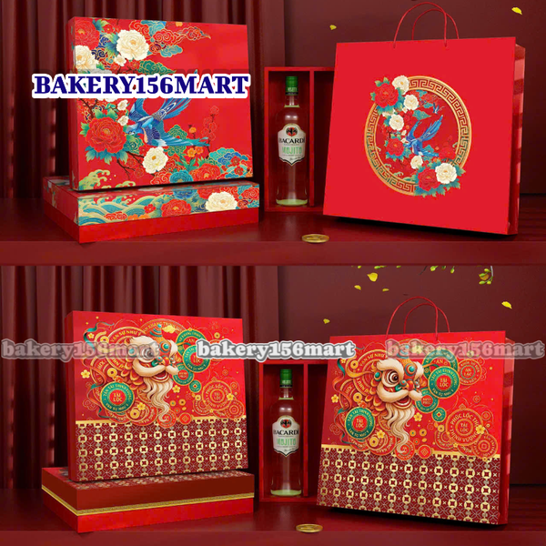 Hộp Quà Tết LỚN 2026 (Có khay định hình đựng rượu) size 36x32x9cm mẫu xuân như ý/xuân thịnh vượng/lộc xuân
