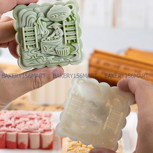 150G 200G Khuôn Trung Thu 4 Mặt Cá Koi Ba Chiều - 156mart