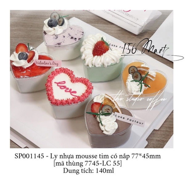 Set 50c Ly Tim Có Nắp Đựng Mousse, Tiramisu, Panna Cotta LC-7745