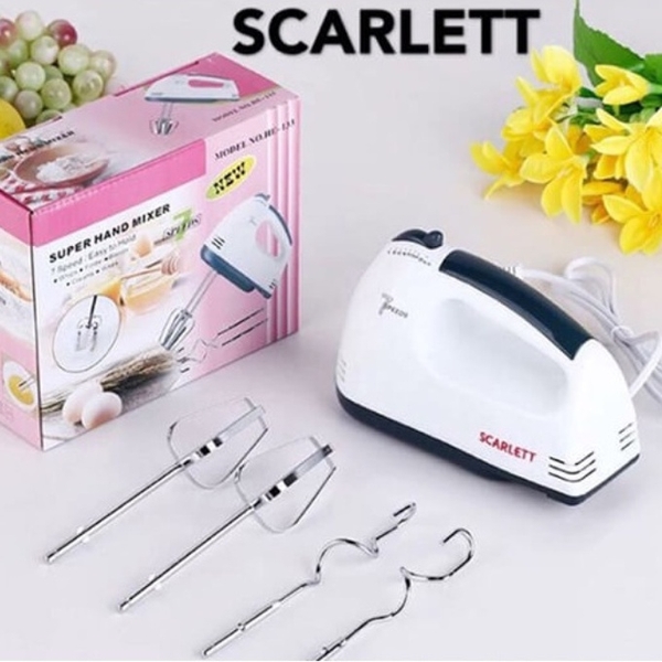 Máy đánh trứng, nhào bột cầm tay 7 tốc độ công suất 260W Scarlett