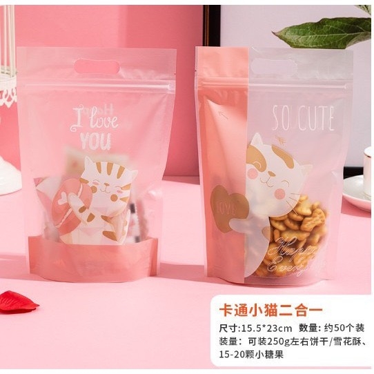 Set 10 Túi zip đựng kẹo Nougat họa tiết dễ thương nhiều mẫu