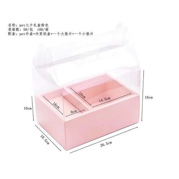 Combo 5 Hộp giỏ quà mica trong suốt 2 ngăn