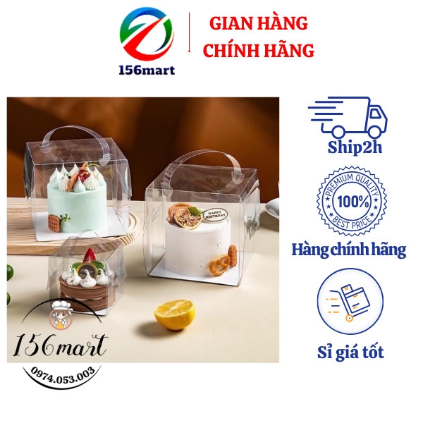 Set 10 hộp bánh kem mica trong suốt size 13*13*13cm