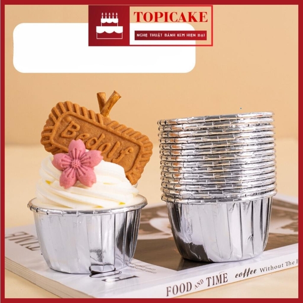 50 Ly Cupcake Nướng Bánh Giấy Nhôm Mạ Vàng Bạc Chịu Nhiệt, Cupcake Muffin, Cupcake Mousse, Cupcake Tiramisu