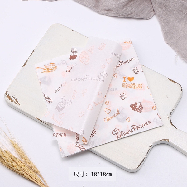 Giấy lót thấm dầu hình báo vuông 18 x 18cm lót hộp bento hộp bánh các loại