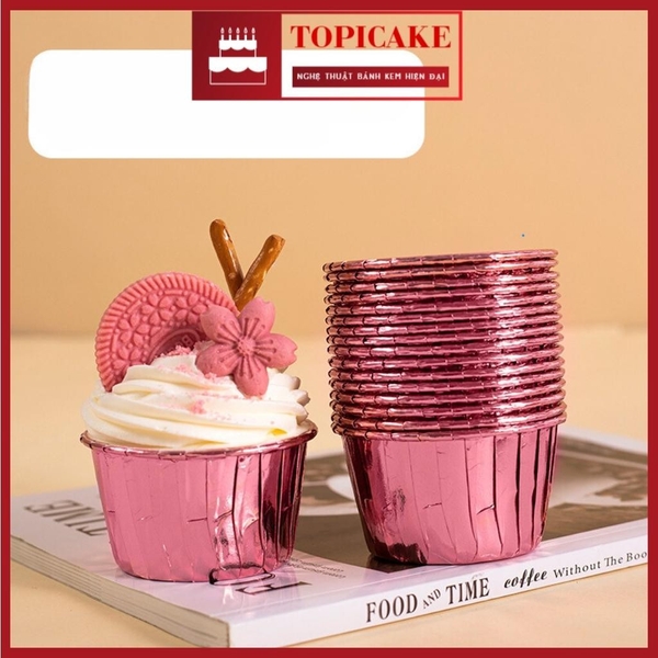 50 Ly Cupcake Nướng Bánh Giấy Nhôm Mạ Vàng Bạc Chịu Nhiệt, Cupcake Muffin, Cupcake Mousse, Cupcake Tiramisu