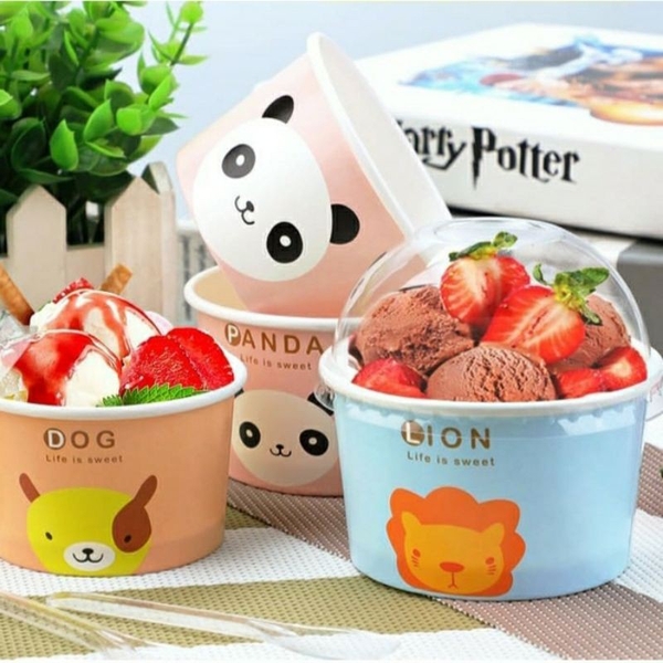 SET 50-100 LY GIẤY ĐỰNG KEM TƯƠI XINH XẮN, GIỮ LẠNH LÂU, CỐC CỪU 240ML KÈM NẮP CẦU