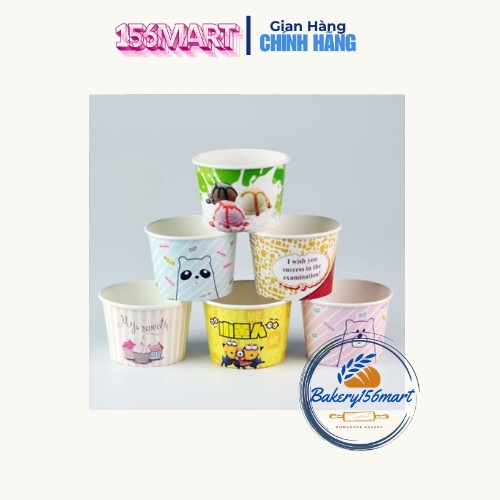 SET 50-100 LY GIẤY ĐỰNG KEM TƯƠI XINH XẮN, GIỮ LẠNH LÂU, CỐC CỪU 240ML KÈM NẮP CẦU