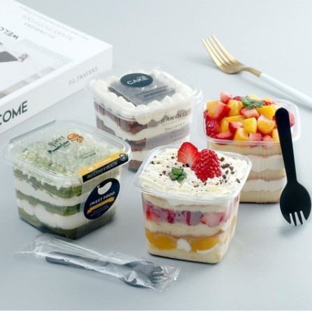 Hộp nhựa vuông đựng bánh Mousse B10-8 (10 cái)