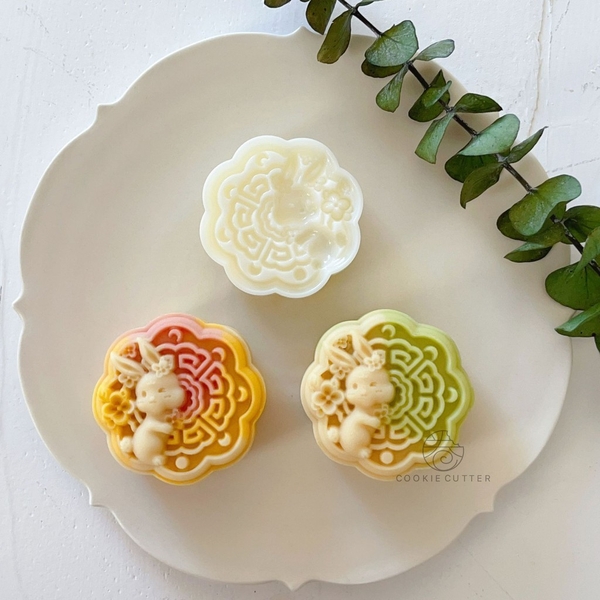 Khuôn trung thu thỏ trắng 3D 75G