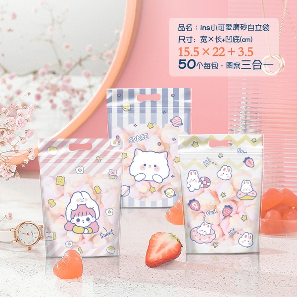 Túi Zip hoạt hình Đựng Bánh, Kẹo, Kẹo Nougat, Cookie Hoạ Tiết Xinh Xắn dễ thương