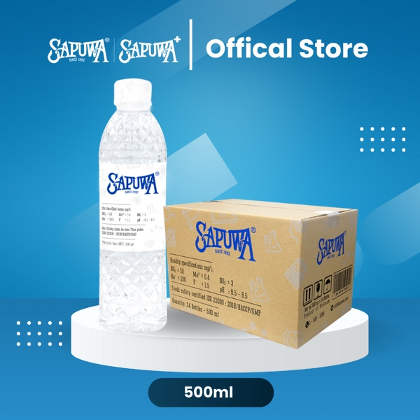 Thùng 24 chai nước tinh khiết Sapuwa 500ml