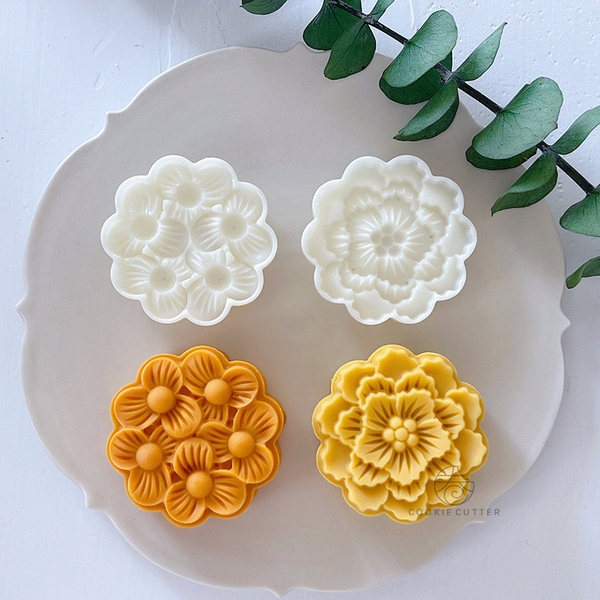 Khuôn Bánh Trung Thu 75G Mùa Thu Vàng Nguyệt Quế Bánh Ngọt Kiểu Quảng Đông Hoa