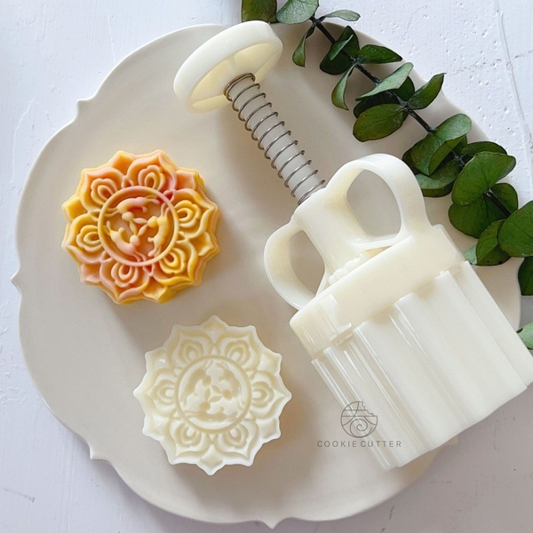 Khuôn Trung Thu 3 con thỏ 75g/ Khuôn lò xo bánh đậu xanh, bánh dẻo, bánh da tuyết
