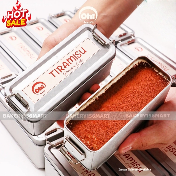 Hộp Thiếc Tiramisu, Hộp Bánh Dứa, Bánh Quy, Bánh Lạnh, Hộp Đựng Thực Phẩm 450ml Có Khoá Cài Siêu Hot