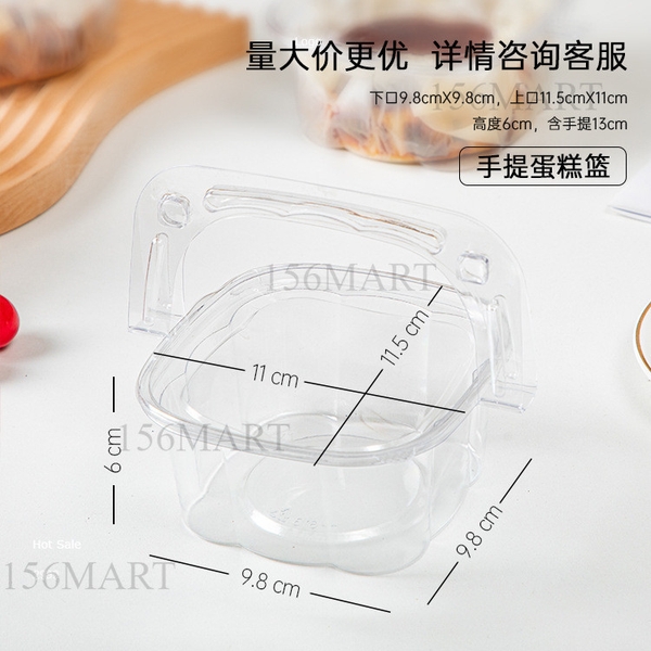 50 Hộp vuông XY091 quai xách đựng bánh lạnh Tiramisu, Mousse, Kem cheese, Rau Câu, Trái Cây