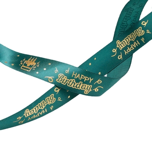 Ruy băng lụa chữ happy birthday vàng - 156mart