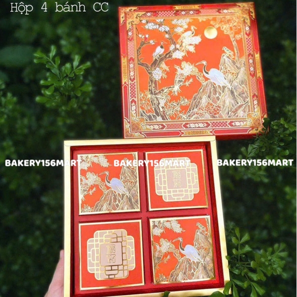 Hộp trung thu An Nam Tuyệt Phẩm -ép kim nhũ đồng full mặt hộp -hộp 4 bánh kèm túi xách