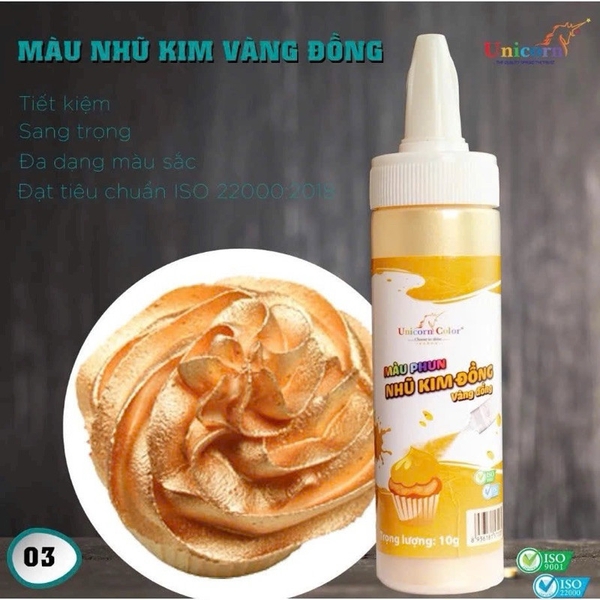MÀU NHŨ KIM UNICORN TRANG TRÍ BÁNH KEM - 10G