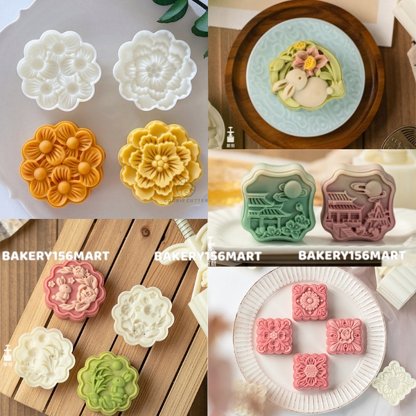 Khuôn Bánh Trung Thu 75G Mùa Thu Vàng Nguyệt Quế Bánh Ngọt Kiểu Quảng Đông Hoa