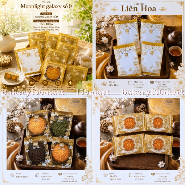 100 Túi Trung Thu Hàn Miệng Nguyệt Hoa / Hoa Viên Vàng Đựng Bánh 150gr - 300gr