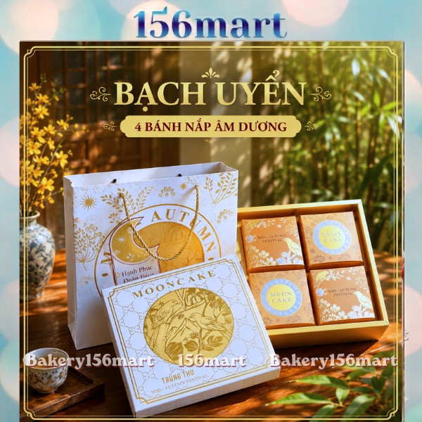 Vỏ Hộp Trung Thu 2026- Bạch Uyển 4 Bánh 150-250gr (Mẫu mới 2026) - {{store}}