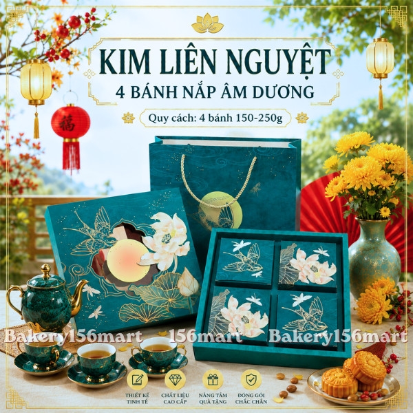 Vỏ Hộp Trung Thu 4 Bánh, Hộp Bánh Nướng, Bánh Dẻo 150g - 250g [KIM LIÊN NGUYỆT]