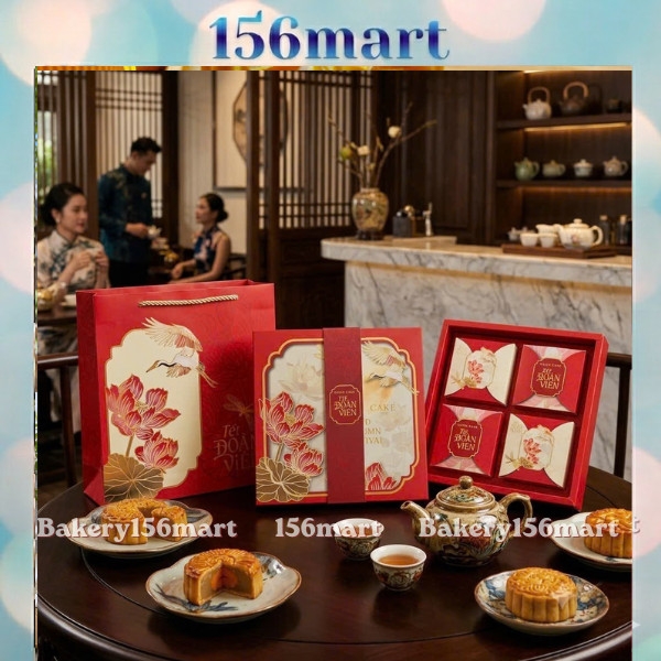 Vỏ Hộp đựng bánh trung thu 4 bánh 150G - 250G-MINH NGUYỆT ĐOÀN VIÊN