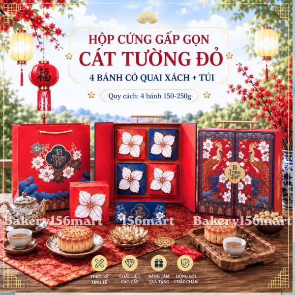 BST Hộp trung thu cứng cao cấp 4 bánh  - CÁT TƯỜNG ( Mẫu Mới 2026 )