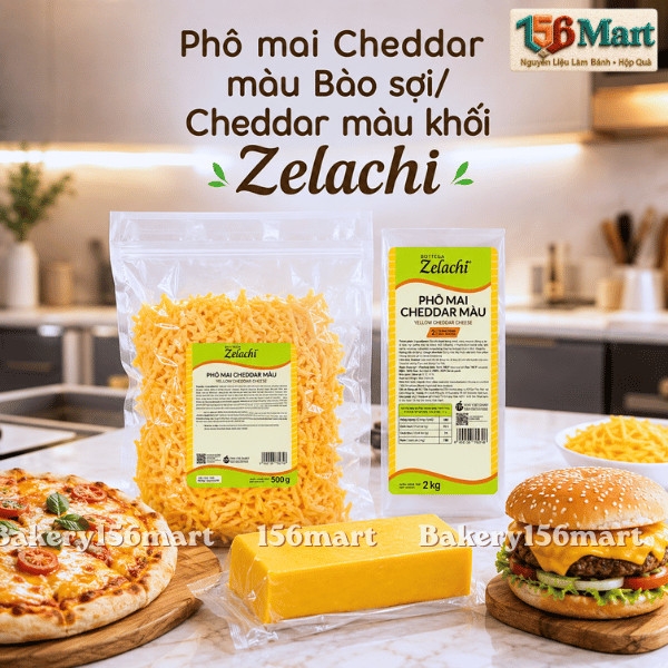 [HỎA TỐC HCM] Phô Mai Cheddar Màu Bào Sợi / Nguyên Khối Zelachi – Đậm vị béo, Tan chảy hoàn hảo