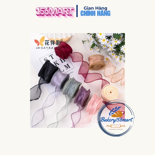 Ruy băng voan 4cm viền sóng cuộn 9 mét ruy băng đuôi cá gói quà buộc nơ hàng đẹp chất lượng giá tốt
