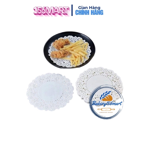 (Bộ 140 tờ) Giấy nến có hoa văn cho nồi chiên không dầu và trang trí trải bàn ăn (Cỡ 21.5cm)