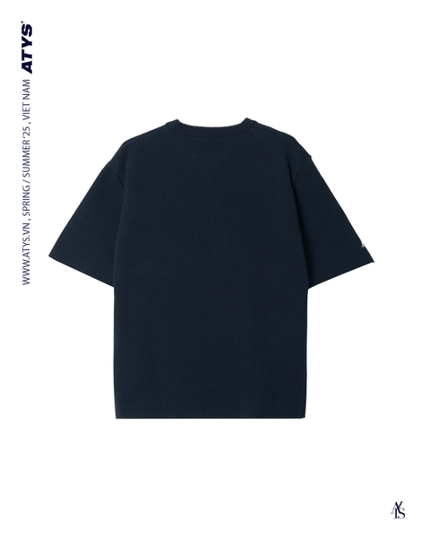 ATYS® MUSTANG KNIT COTTON T-SHIRT (Navy)