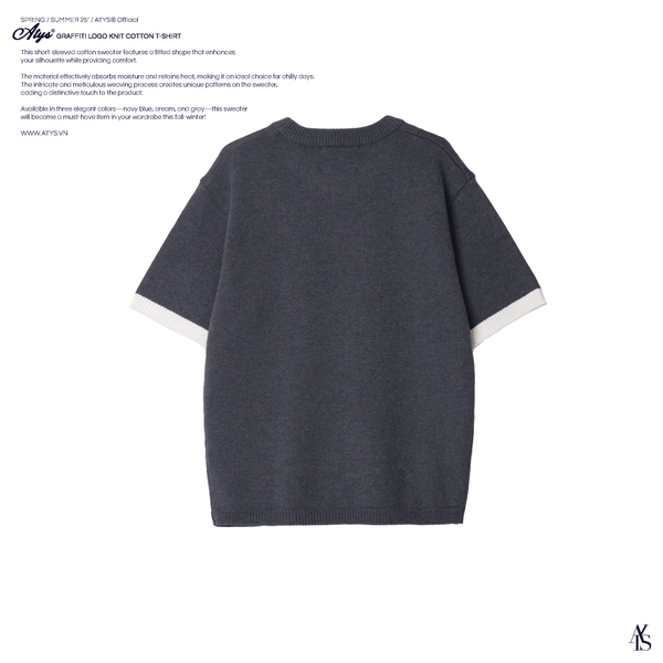 ATYS® GRAFFITI LOGO KNIT COTTON T-SHIRT (Xám)