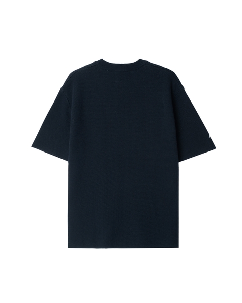 ATYS® MINIMAL CREST KNIT COTTON T-SHIRT ( Navy )