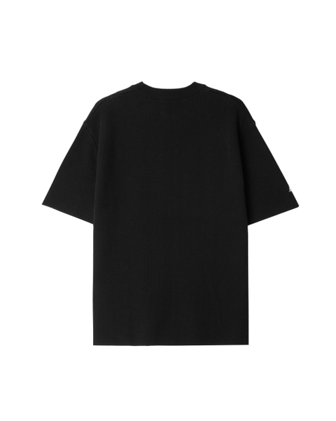 ATYS® MINIMAL CREST KNIT COTTON T-SHIRT (Đen)