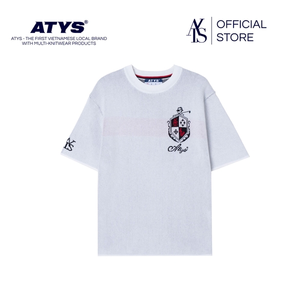 ATYS® MINIMAL CREST KNIT COTTON T-SHIRT (Trắng)