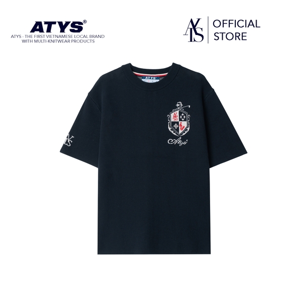 ATYS® MINIMAL CREST KNIT COTTON T-SHIRT ( Navy )