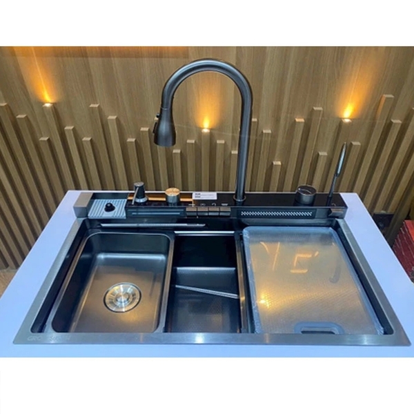 Chậu Rửa bát 5 phím Hiển thị nhiệt inox 304 8 chức năng