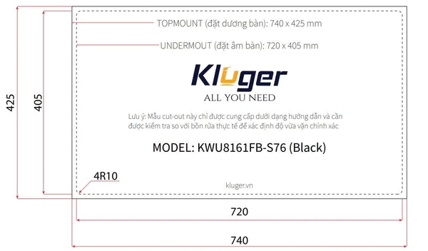 Chậu rửa bát Kluger KWU8161FB – S76