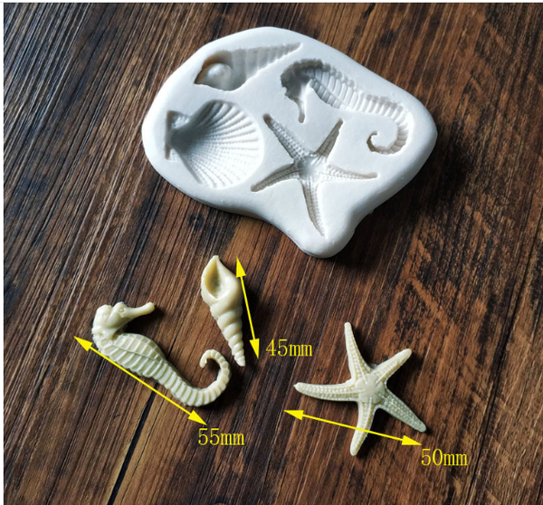 Khuôn F cá ngựa, sò ốc dài