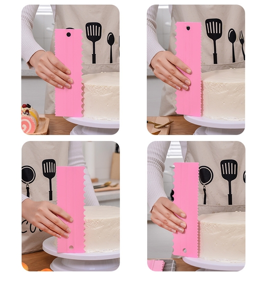 Bộ chà láng răng cưa 2 lưỡi 4 chi tiết màu hồng