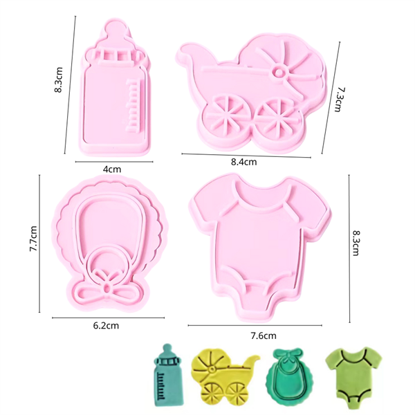 Khuôn nhấn QUẦN ÁO, XE NÔI, BÌNH SỮA 4 chi tiết