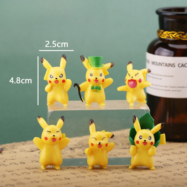 Đồ chơi trang trí Pikachu vàng NHỰA ĐẶC ( 6 con )