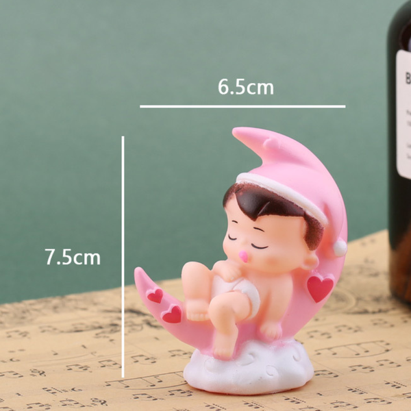 Đồ chơi trang trí bé nhựa ngủ trăng GÁI