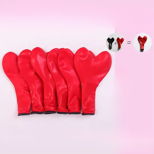 Set 10 bóng bay trái tim màu Đỏ tươi + Đen 2 lớp ( 20 quả)