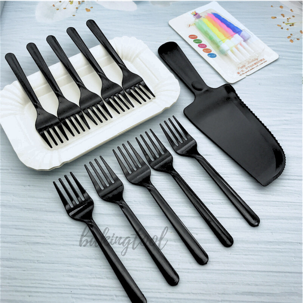 Set dao dĩa đĩa nến 10p ĐEN kèm nến SẮC MÀU  (10p)