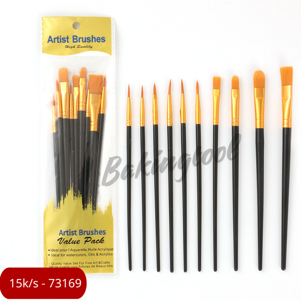Set 10 chiếc cọ vẽ các size màu ĐEN