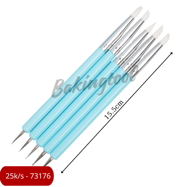 Bộ dụng cụ tạo hình fondant 5 chi tiết màu xanh