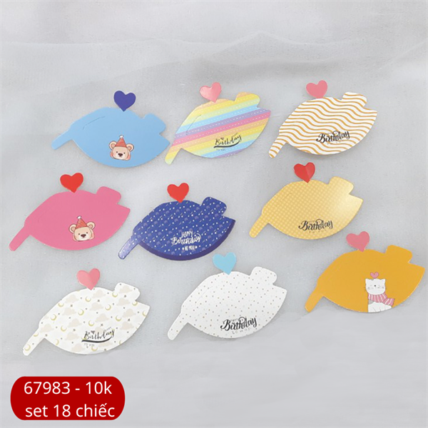 Set que giấy 9 mũ sinh nhật mini mix mẫu(combo 2)